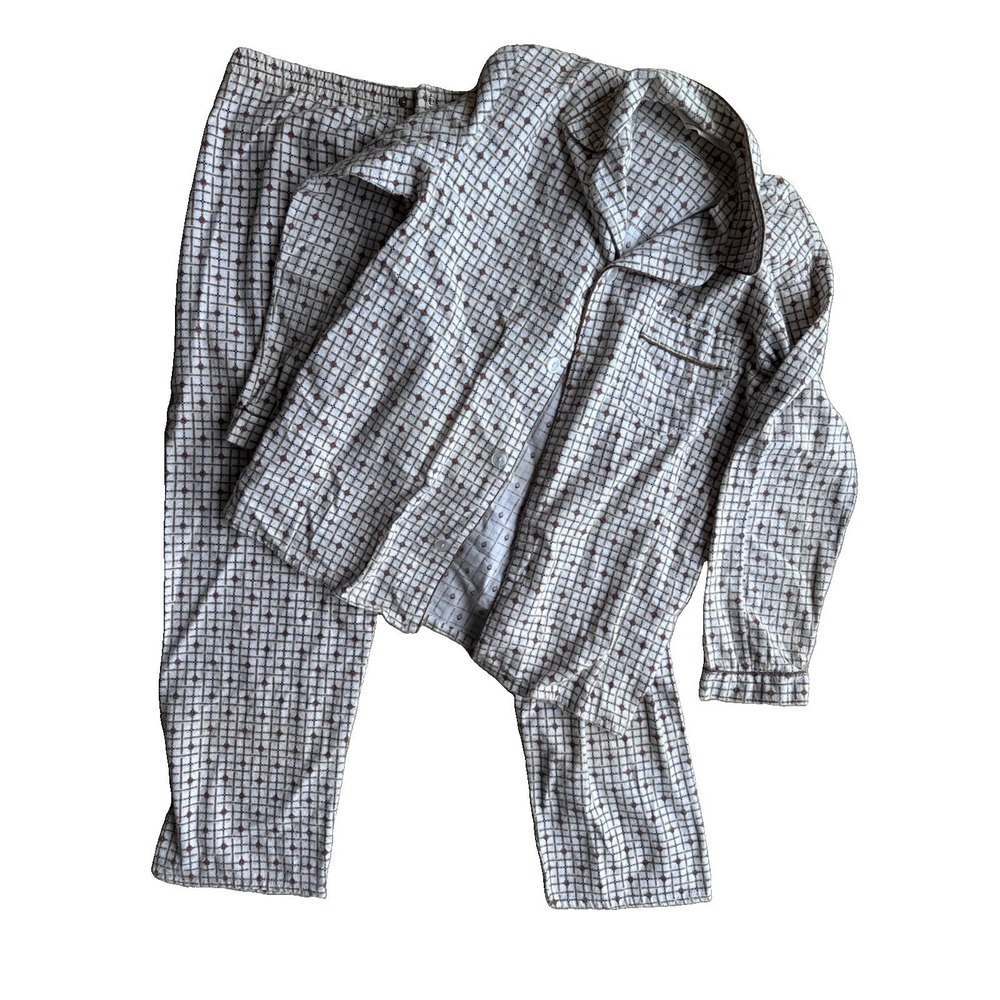 Vintage 1960s Montgomery Ward Plaid Pajama Set 100% Cotton Sanforized M